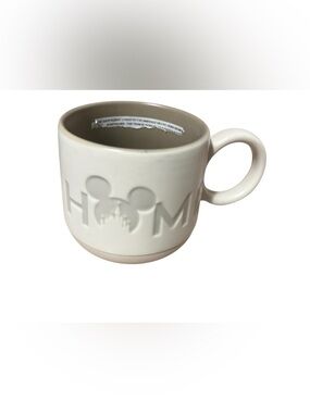 Disney Mickey Mouse HOME Mug 20oz Stoneware Beige Embossed NEW